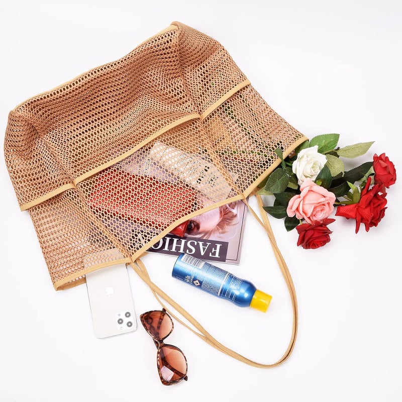 Tainehs Beach Bag - Mesh Tote Bag Beach Vacation Clothes for Women Pool Bag for Travel Pool Family Cruise Essentials 2025 - Image 4